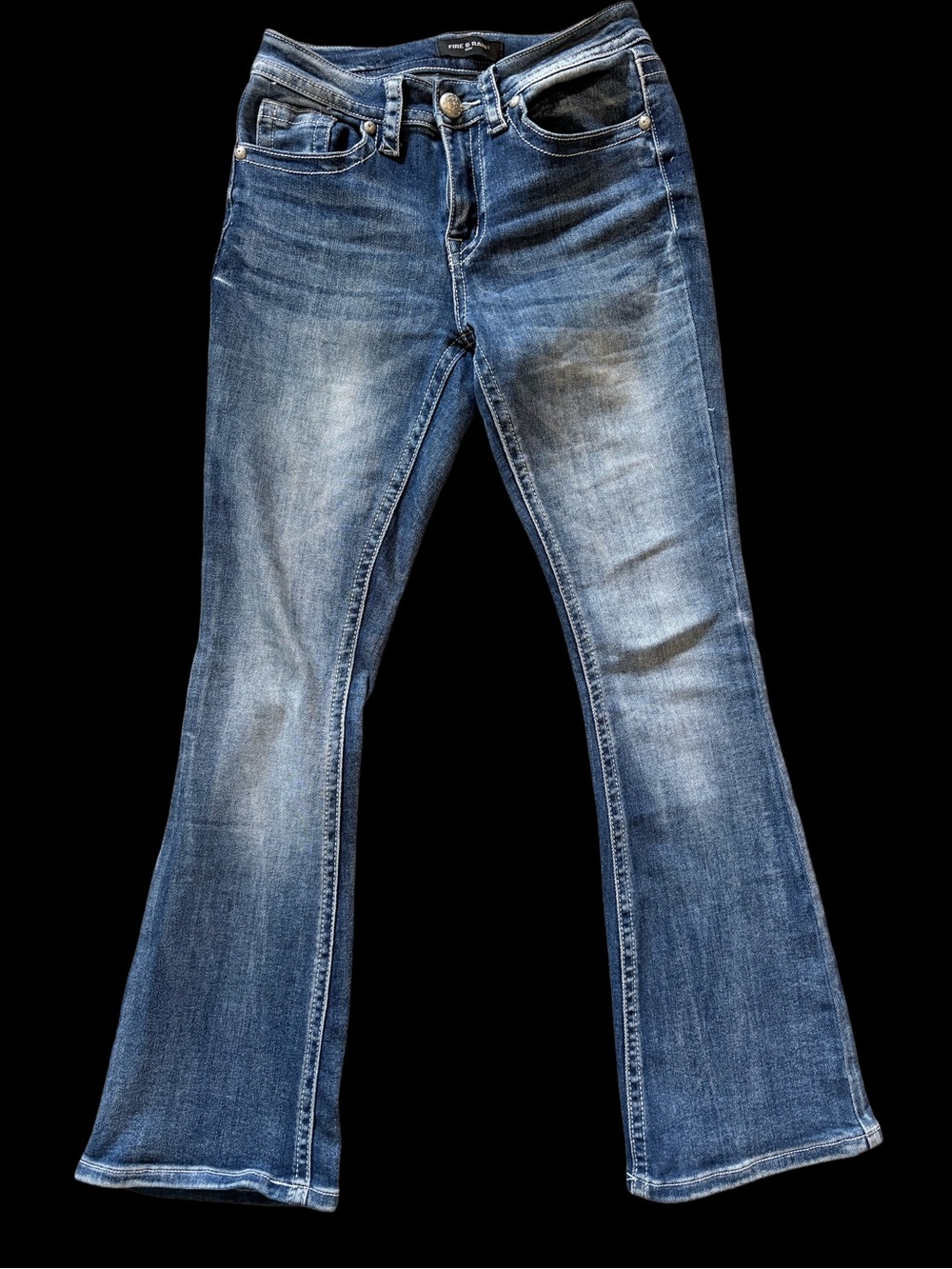 Women’s Dark Blue Flare Jeans – Vintage Washed Denim